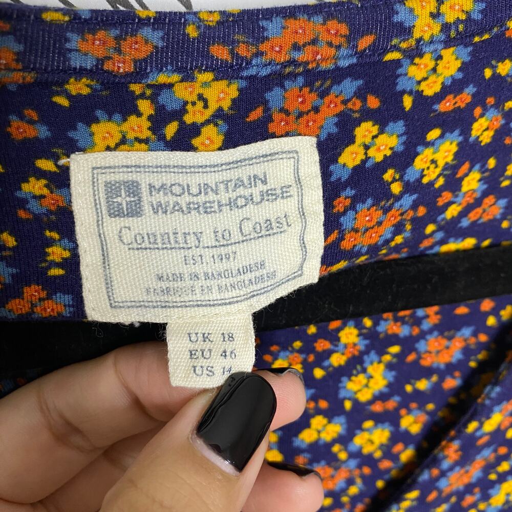 Mountain Warehouse Navy Ditsy Floral Jersey Midi Dress Women's Size: 14 - Picture 4 of 6